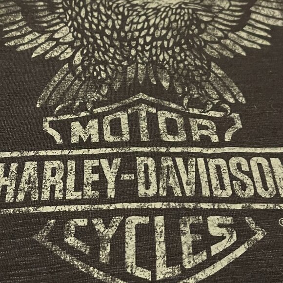 Genuine Harley Davidson Women's Eagle Short Sleeve Dark Grey Shirt Size L - Picture 2 of 4